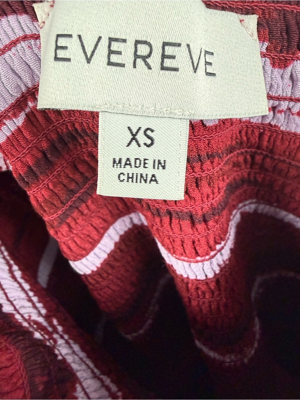 Evereve Lydia Strapless Maxi Dress XS Burgundy White Stripe Smocked Flowy Boho - Picture 4 of 5